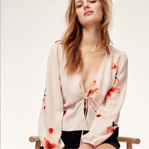 Aritzia Tops - NEW Aritzia Wilfred Tia Front Tie Floral Print Blouse Medium NWT